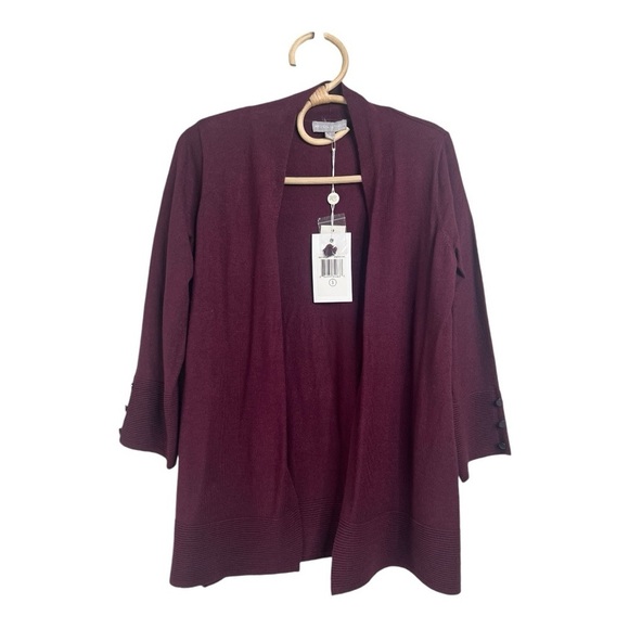 Stitch Fix Cranberry Super Soft Open Front Cardifan 3/4 Button Detail Sleeves - Picture 5 of 11